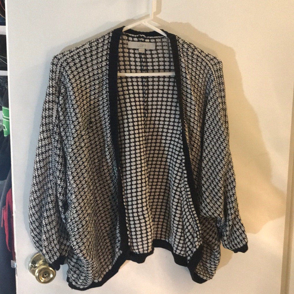 LOFT Black and White Cardigan